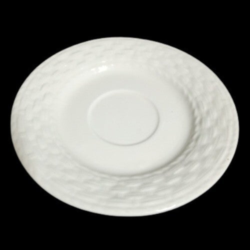Gibson Designs SARASOTA 4-Flat Cups & 4 Saucers 7 Oz White Embossed Basketweave