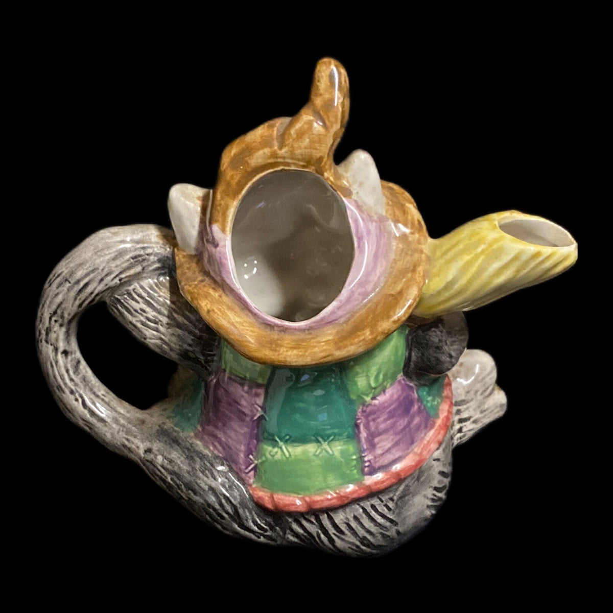 Vintage Fitz & Floyd Witch Cat Creamer & Spoon Halloween 1992 Ceramic Milk Dish