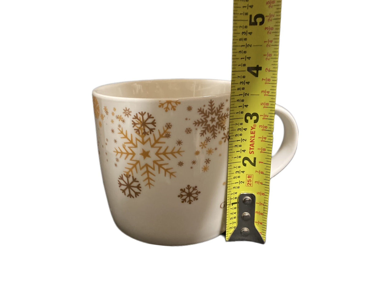 GODIVA BELGIUM Mug Christmas Snowflakes Coffee Tea Gold Winter Ceramic Cup 1926
