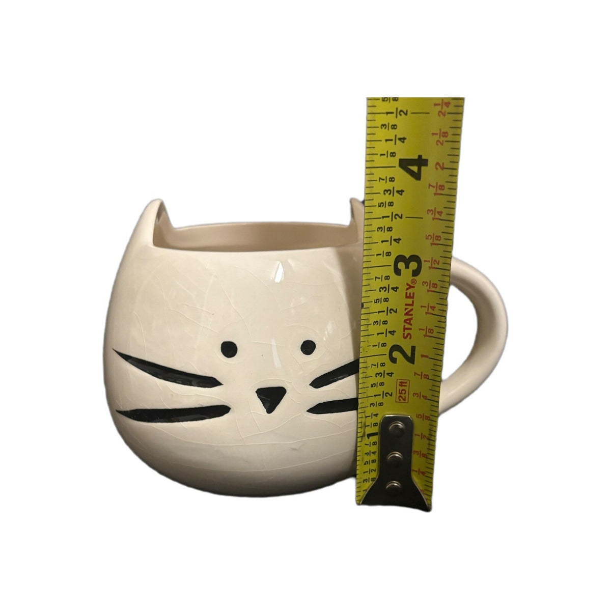 Cat Face Mug Black &  White Kitty With Ears Ceramic Coffee Tea Cup