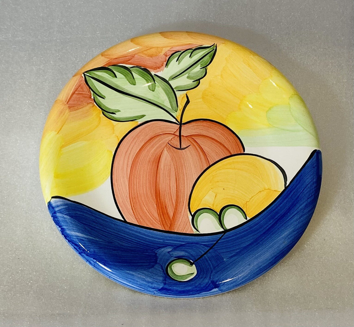 Bella Ceramica ALFRESCO 4-Salad Plates Hand Painted Fruits 8 3/4”D Round Dessert