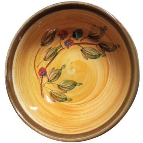 Gibson ROMAN OLIVE 5 Cereal Soup Bowls 6” Hand Painted Yellow Olive Branch