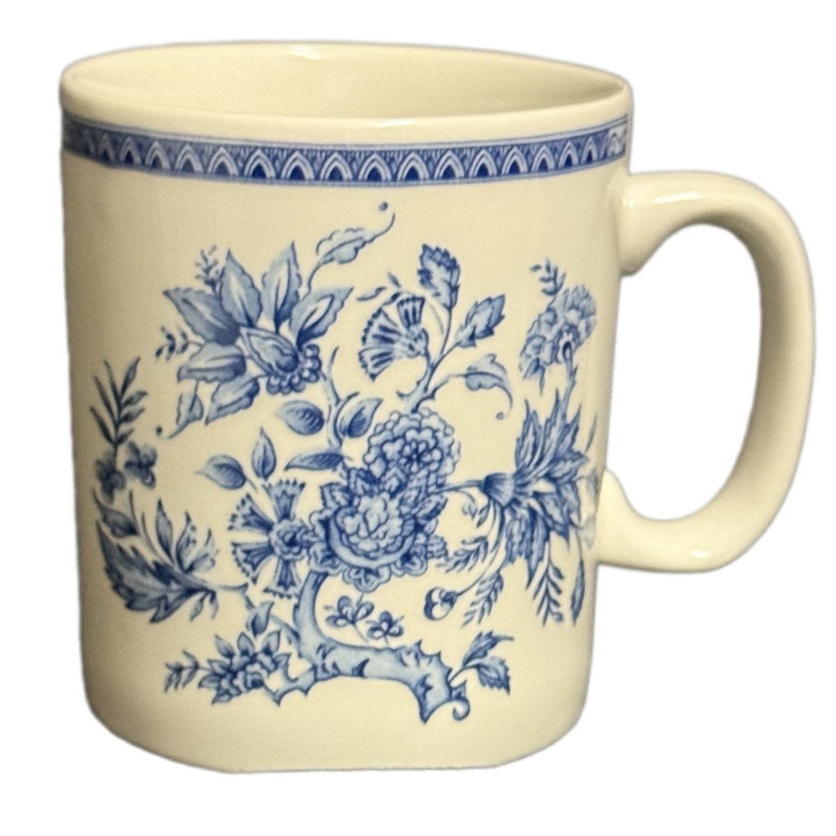 Set of 2 Churchill Indian Tree Blue Floral Mugs England Ironstone 10 oz Cups
