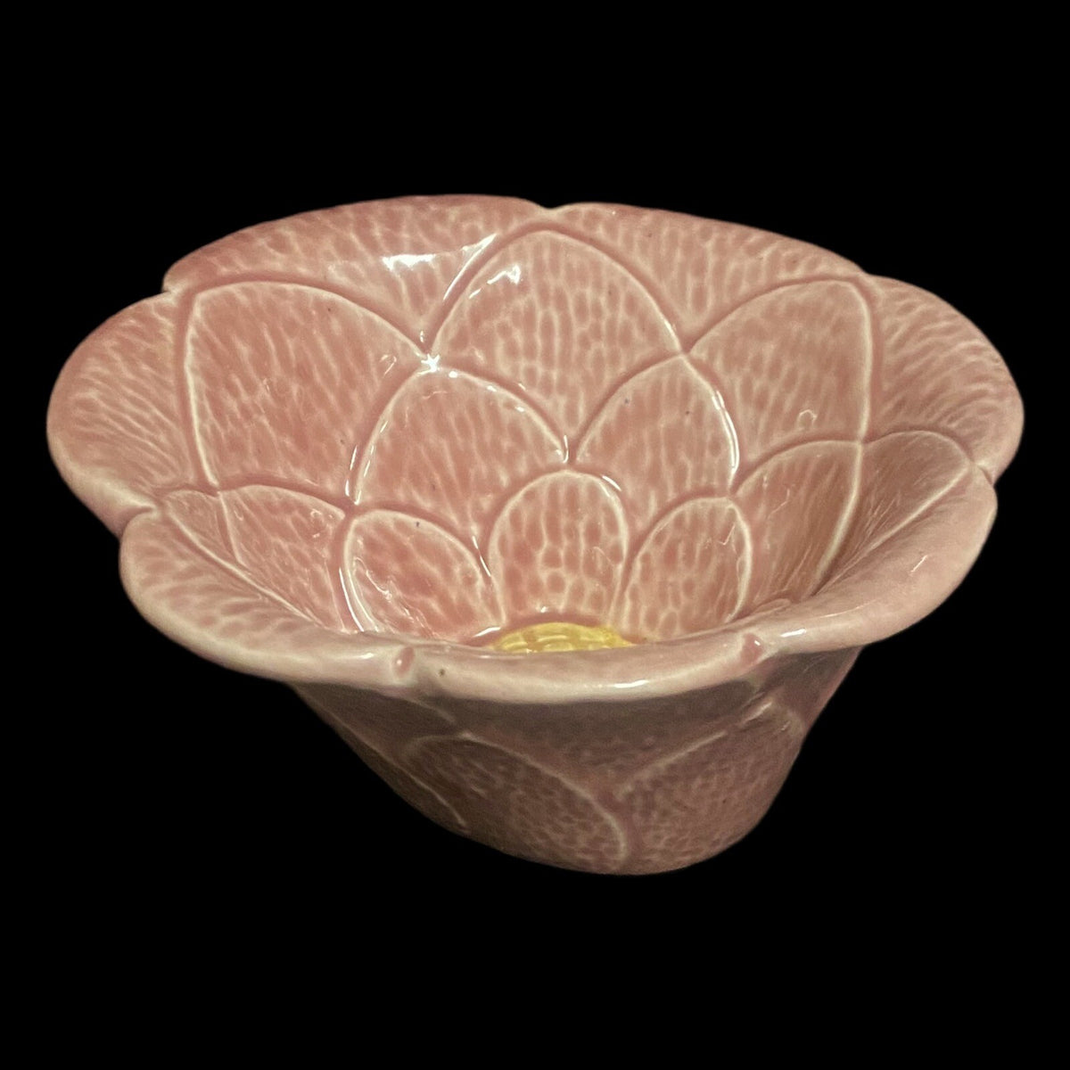 Vintage TIC Pottery USA Bowl Pink Cactus Flower Shaped Ceramic Dish Trinket