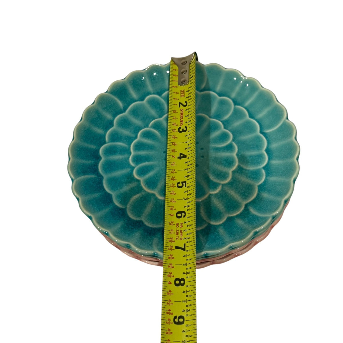 Japanese Lotus Flower 4-Plates Kotobuki Turquoise Pink Celadon Style Ceramic