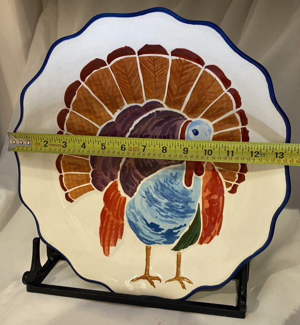 Thanksgiving DASH OF THAT Ceramic Turkey FRIENDSGIVING Serving Platter Scalloped