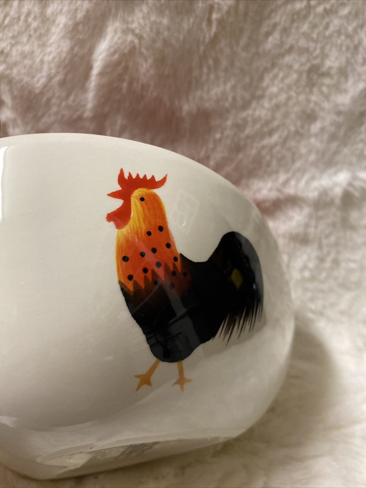 Rare Imported Coastline Imports COUNTRY ROOSTER Heart Shaped Earthenware Bowl