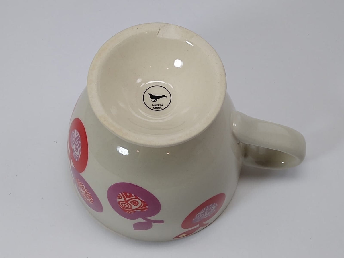 Anthropologie Pedestal Mug Apples 8oz White Red Interior Ceramic Tea Coffee Cup