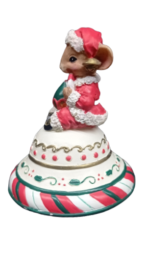 Christmas Santa Claus Mouse White Gold Green Red Holiday Home Decor Bell Shape