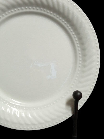 Gibson Designs IMPERIAL BRAID Salad Plate 7 3/4" D White Rope Dots Embossed Plat