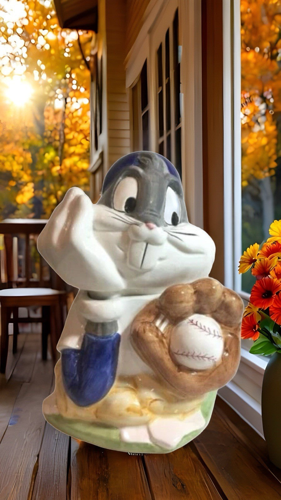 Vintage 1993 Bugs Bunny Cookie Jar Looney Tunes Ceramic Warner Bros. Baseball