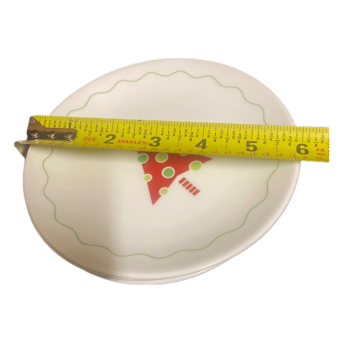 CRATE & BARREL 4 Dessert Plates Whimsical Trees Christmas Appetizer Bread Butter