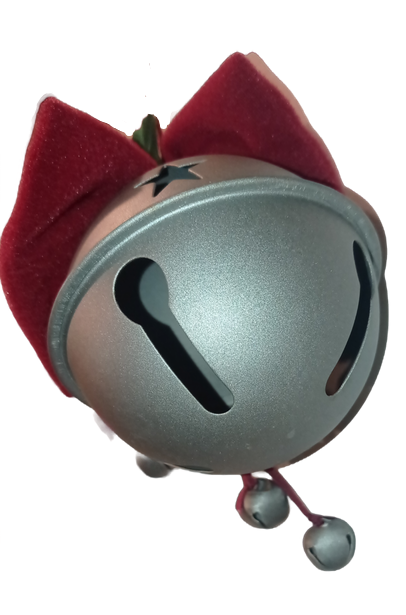 Vintage Russ Jingle Bell Metal Ornament Bow and Red Ribbon Made in Taiwan