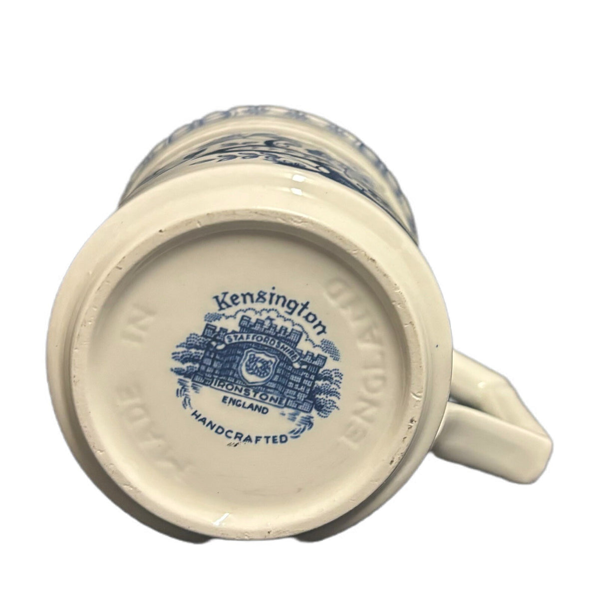 Vintage 2-Kensington Mugs Staffordshire England Ironstone Coffee Cup Blue Ivory