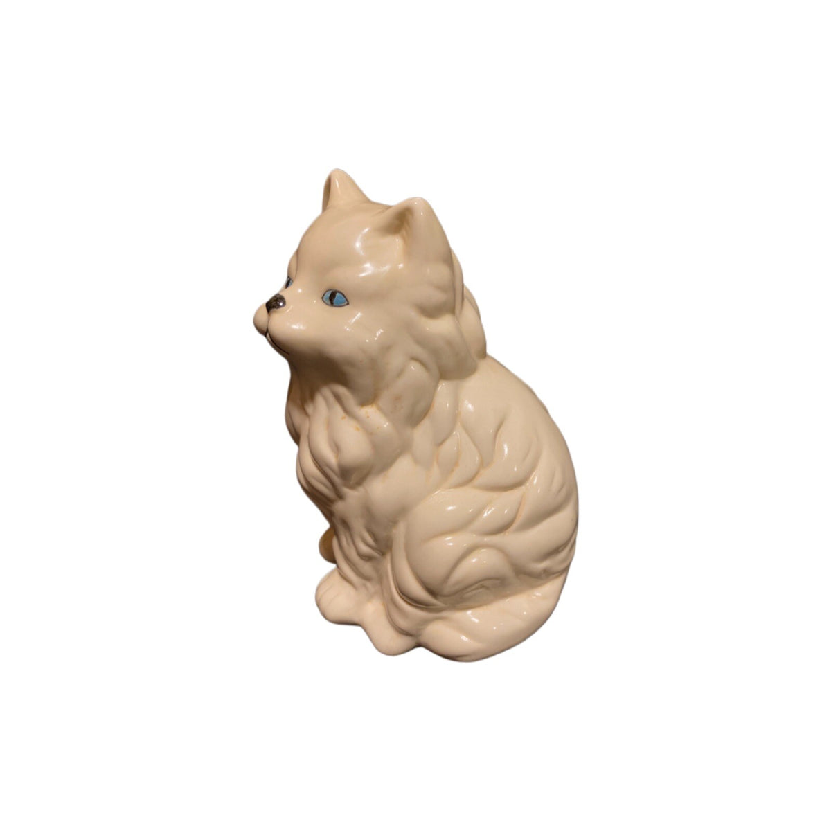 Vintage Persian Cats Long Hair Blue Eyes Set of 2 White Ceramic Figurines