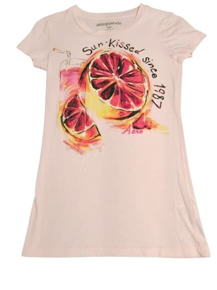 Aeropostale T-Shirt Sun kiss Since 1987 Women White Pink Black Yellow Cotton Tee