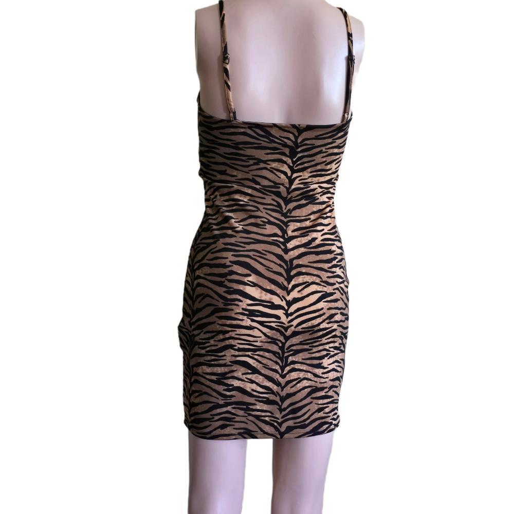 Divided H&M Tiger Print Mini Dress Fierce Filrty CutOut Daring Size 4