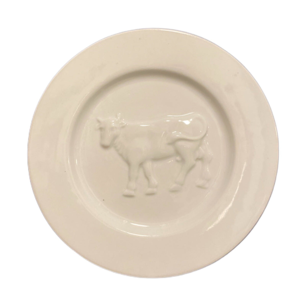 BonJour Salad Plates Farm Animal 1-Cow 1-Sheep Embossed La Fromagerie Cheese 7"D
