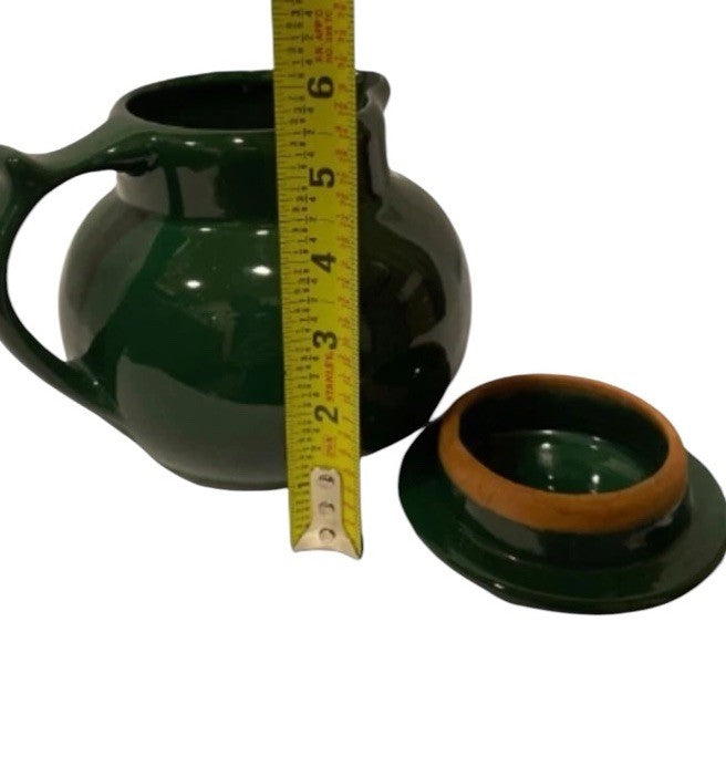 Vintage 1994 Christian Ridge Pottery Covered Coffee Carafe Hunter Green Pitcher