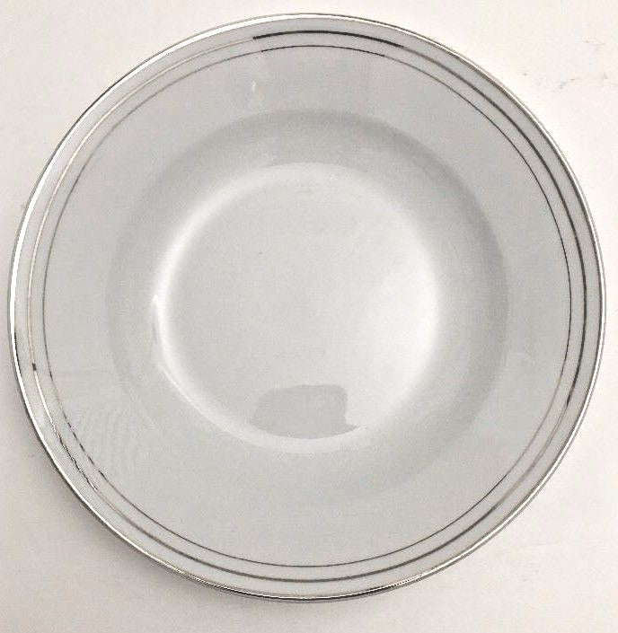 Compton Fine China 4-Coupe Soup Bowls 7 7/8" D Pasta Dish Triple Platinum Rings