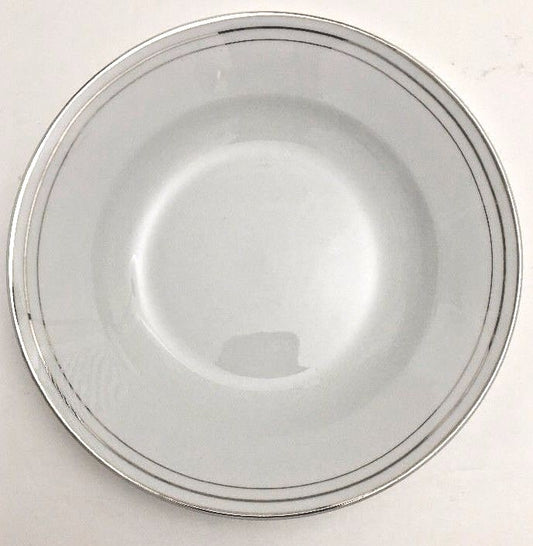 Compton Fine China 4-Coupe Soup Bowls 7 7/8" D Pasta Dish Triple Platinum Rings