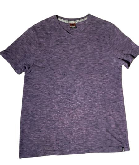 T-Shirt Hawk Purple Black Men Top Purple Black Crew Neck LG. Top