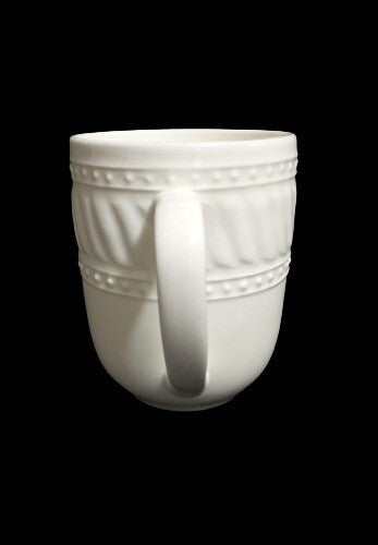Gibson IMPERIAL BRAID Coffee Mug 11 oz Embossed Ceramic White Cup Rope Dots