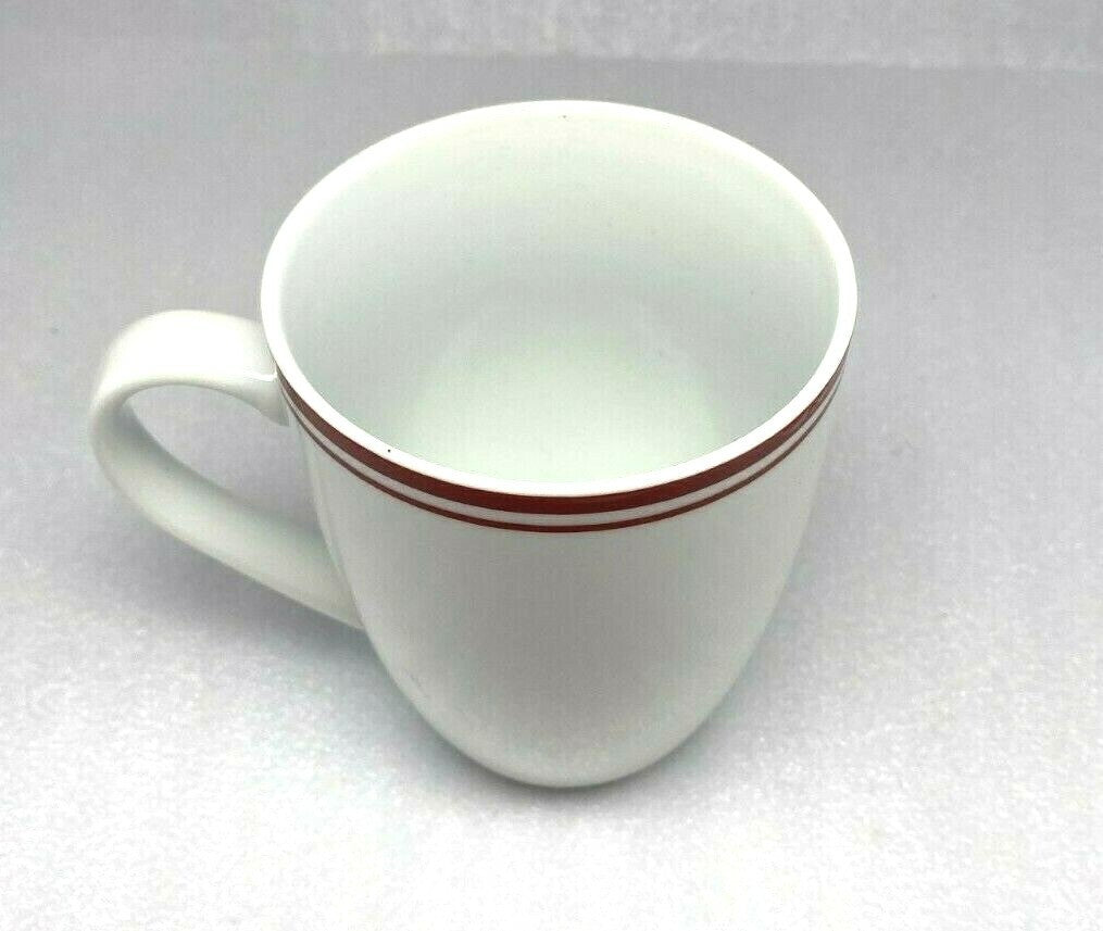 Amazon Basics White Dinnerware Collection Red Stripe Ceramic