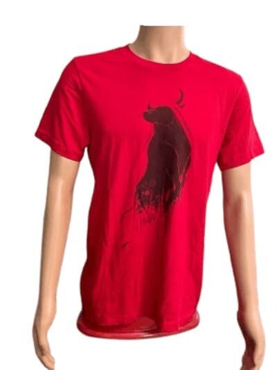 Threadless T-Shirt Revenge of the Toro Cotton Men Crew Neck Red MD.