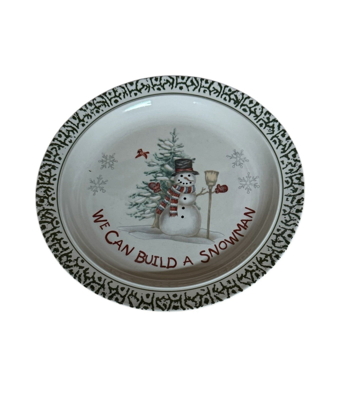 Vintage Christmas We Can Build A Snowman 6- Dinner Plates 1- Serving Platter