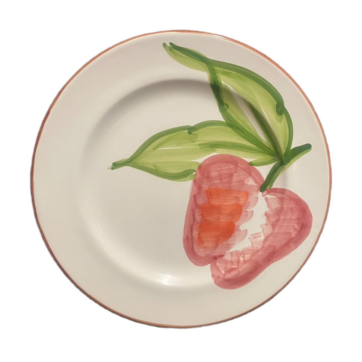 PRESENT TENSE 4-Dinner Plates ITALY Hand Painted Fruit Apple-Lemon-Grape-Pear
