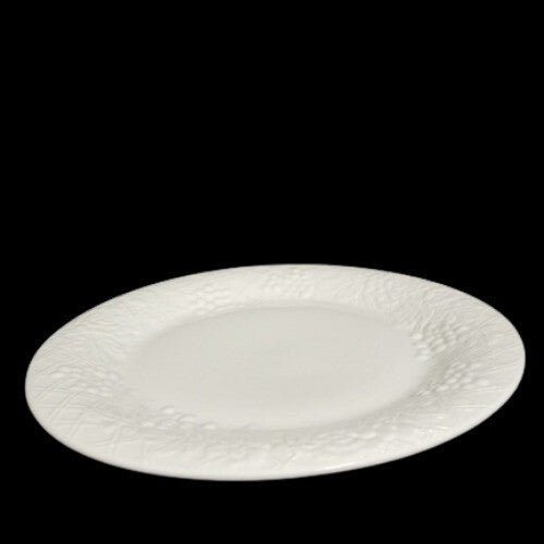 Gibson Designs FOUR SEASONS 4-Dinner Plates 10 ½” D White Embossed Fruit Floral