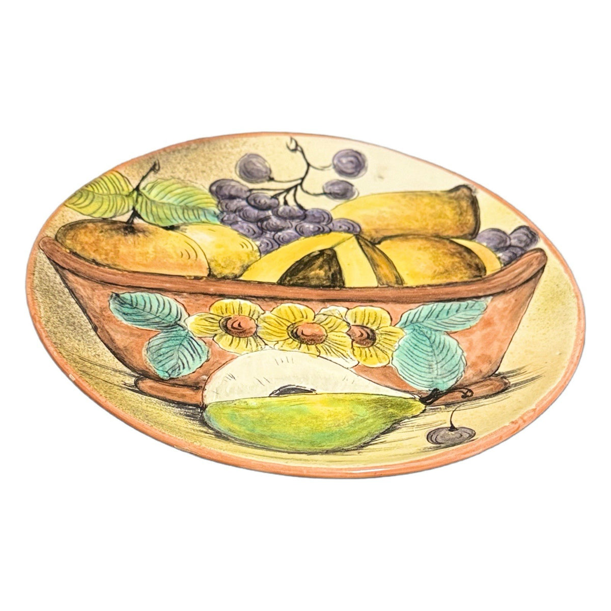 11” Mayolyca Sta Rosa Wall Plate Fruit Bowl Art Guanajuato Mexico Hand Painted