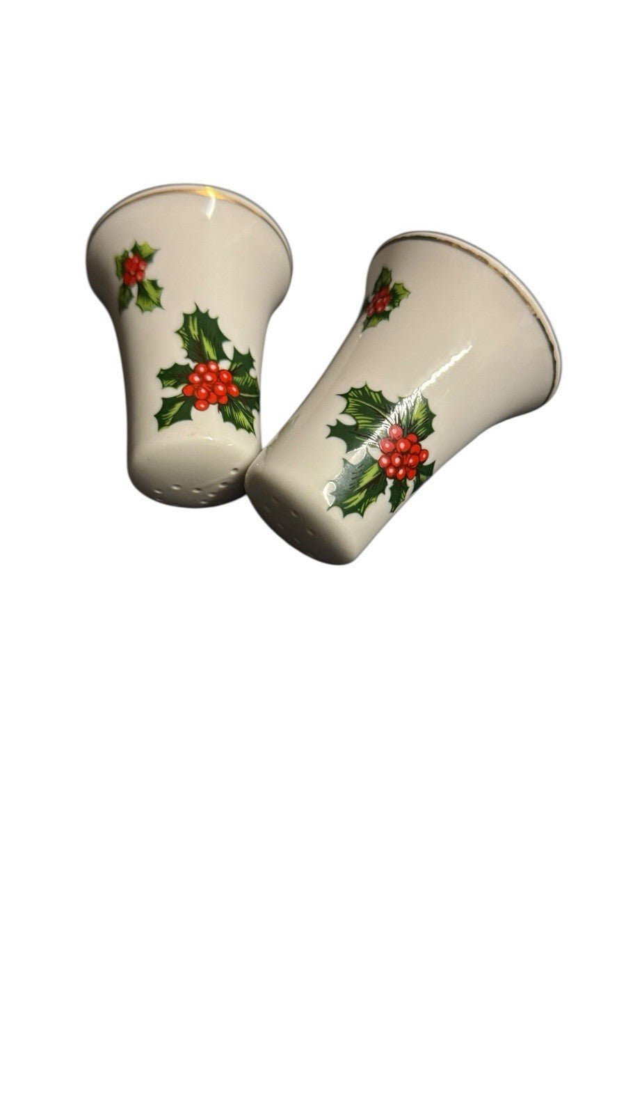 Lefton Holly 7955 Salt & Pepper Shakers Japan Vintage Christmas 2 1/2”