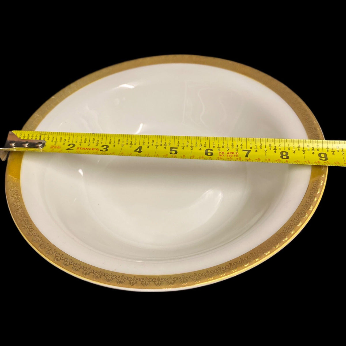 Gabbay QUEEN VICTORIA Vegetable Serving Bowl Ceramic White Gold Border Trim