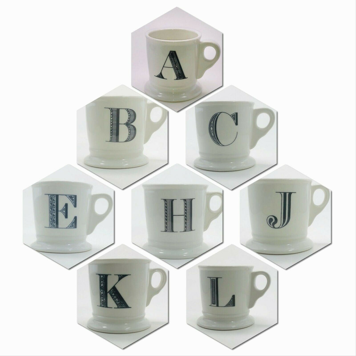 ANTHROPOLOGIE Monogram Mug Personalized Name Coffee Cup Initial Letter 12 fl. oz