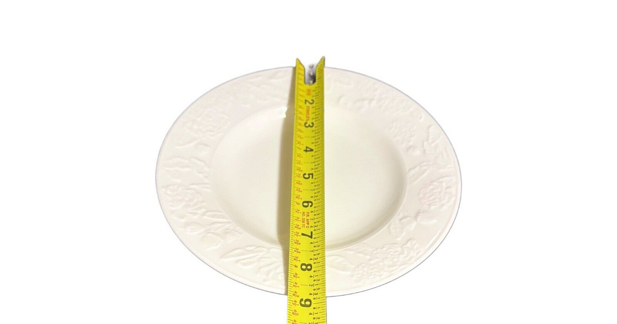 Martha Stewart VINTAGE ROSE 4-Salad Plates Embossed White Dessert Ceramic Dish