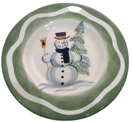Tabletops Unlimited 7-Salad Plates HOLIDAY ESPAÑA Hand Painted Winter Snowman