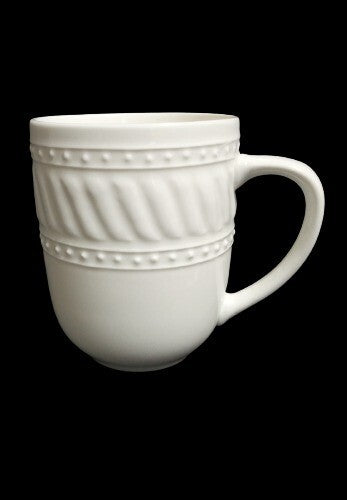 Gibson IMPERIAL BRAID Coffee Mug 11 oz Embossed Ceramic White Cup Rope Dots