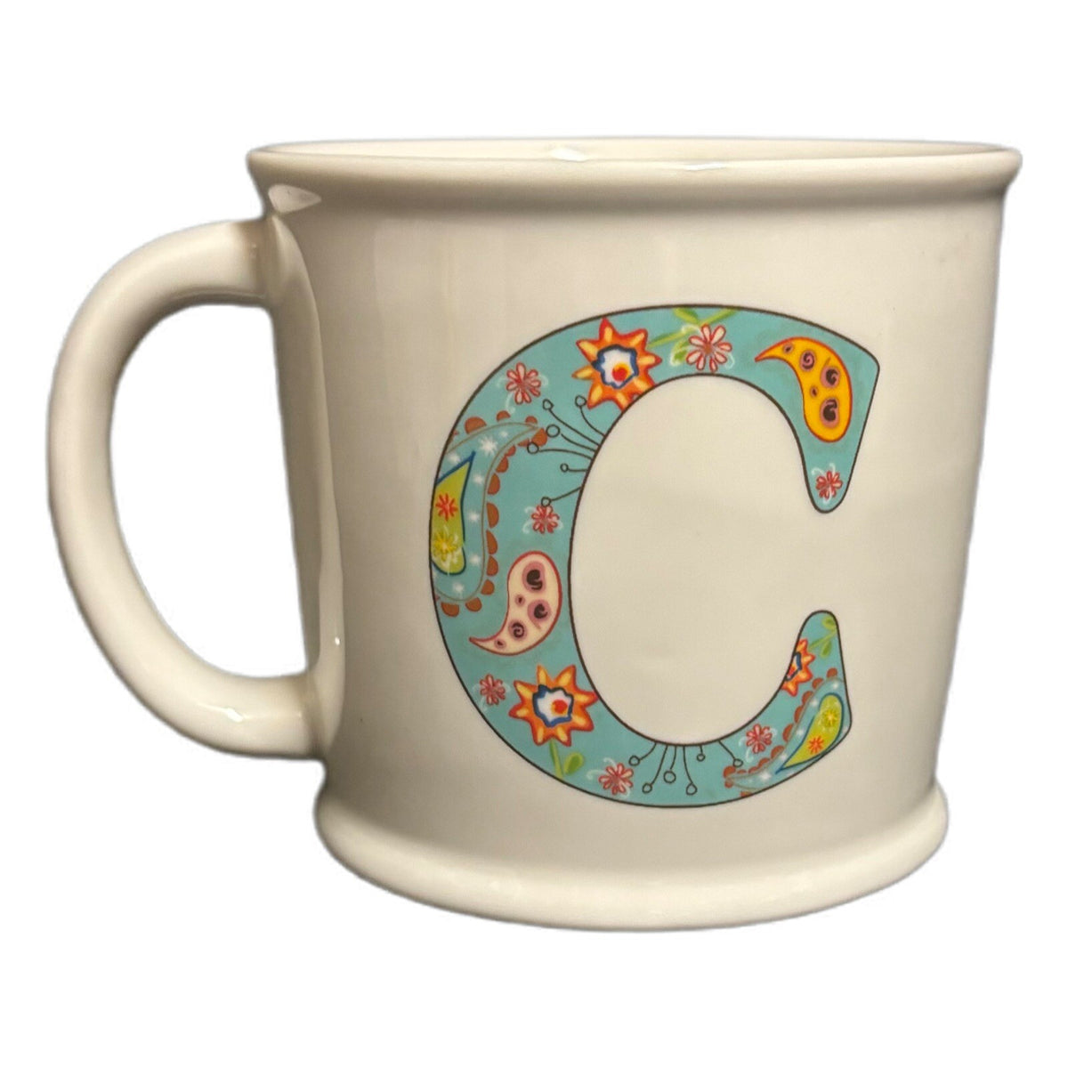 Natural Life Mug Letter C Love The Moment Initial Monogram Floral Coffee Tea Cup