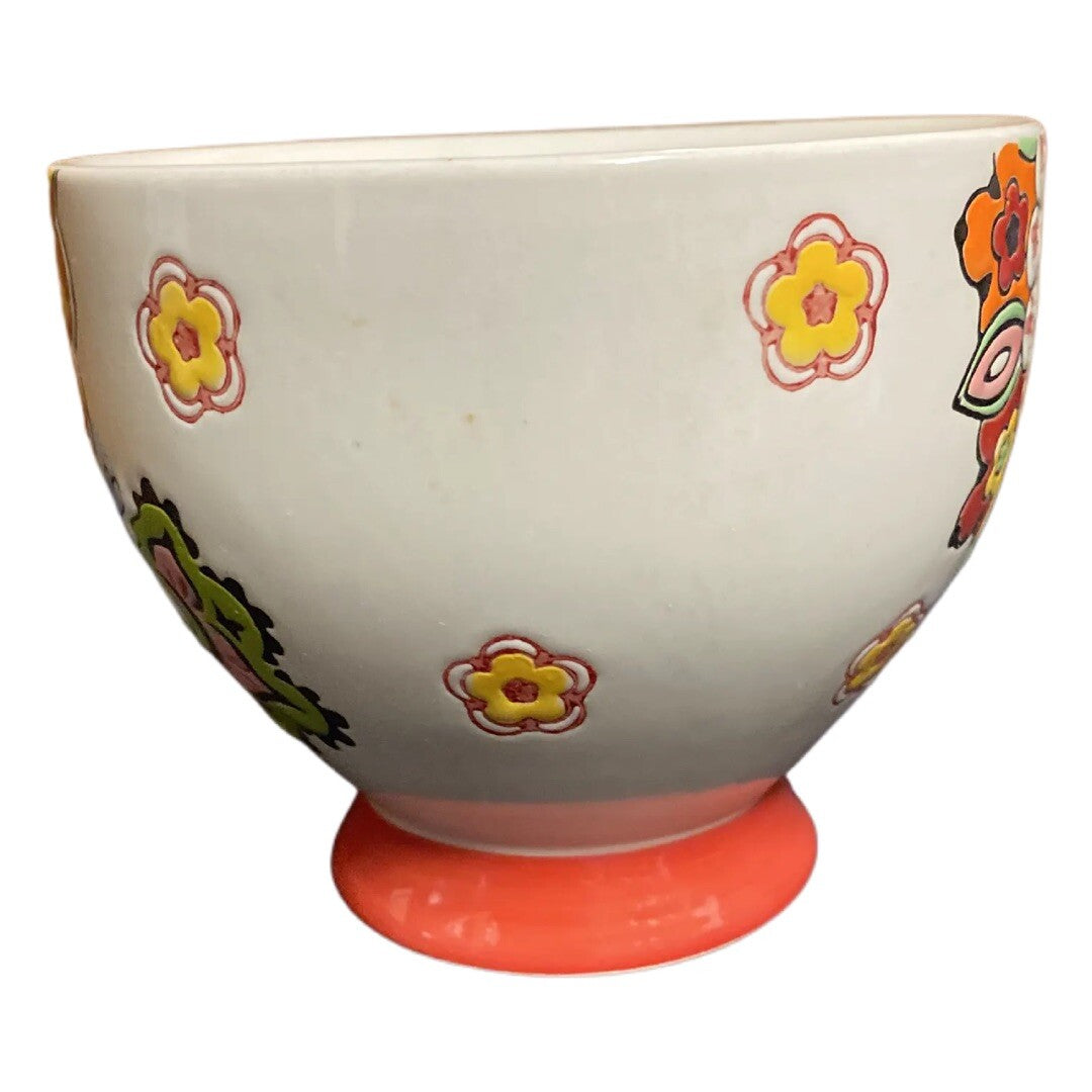 Tabletops Gallery ROBIN Hand Painted Footed Coffee Mug Embossed Paisley Floral