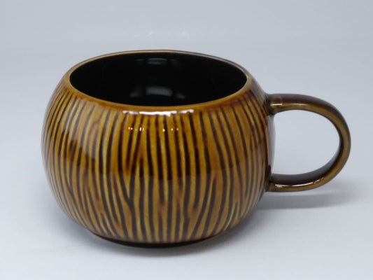 STARBUCKS Coffee Mug Coconut Shape Ribbed 2013 Ceramic Tea Cup Hot Chocolate