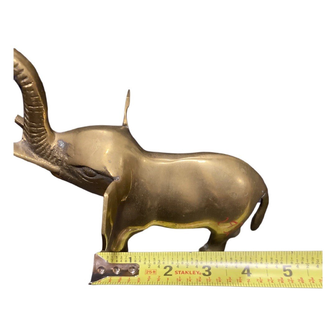 Vintage Elephant Solid Brass Figurine Statue Raised Trunk Up Good Luck