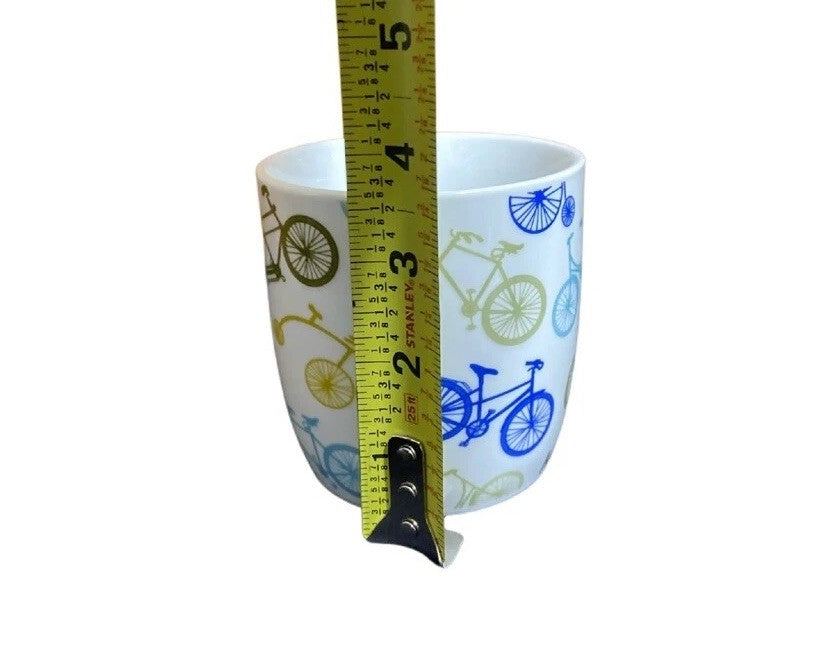 NOW Designs Bicycle Print White Ceramic Coffee Mug 12oz Cup