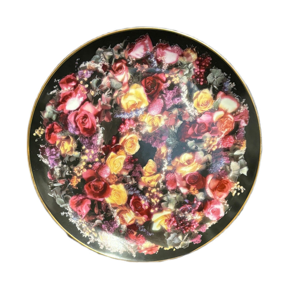 Summer’s Bounty ROSE WREATHS Collectible Floral Plate 1992 E7469 Artaffects LTD