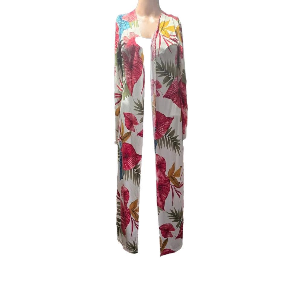Kimono Fashion Nova Floral Print Long Tropical Cover Up Swim Gypsy Size M