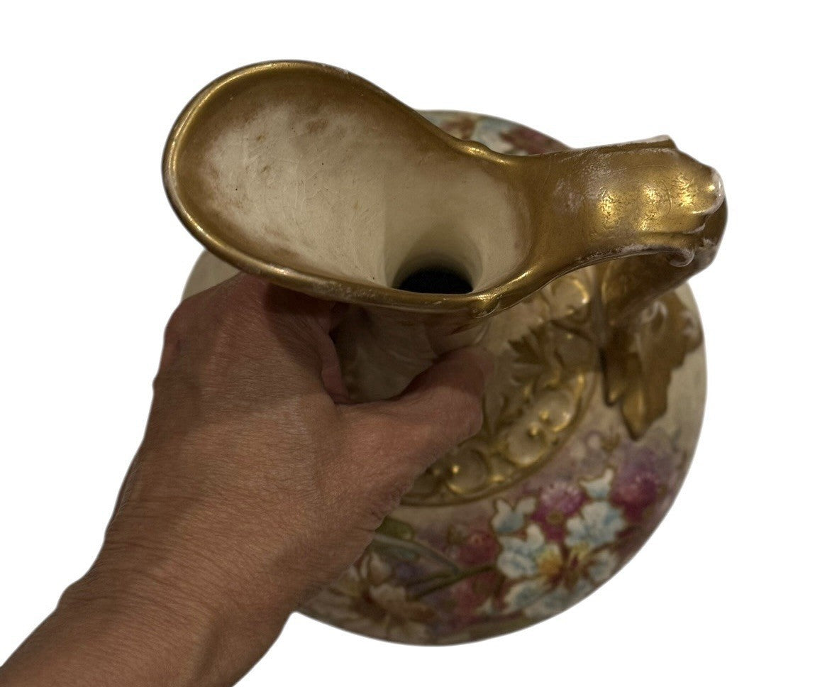 Royal Bonn Art Nouveau floral ewer, Franz Anton Mehlem’s Bonn, Germany