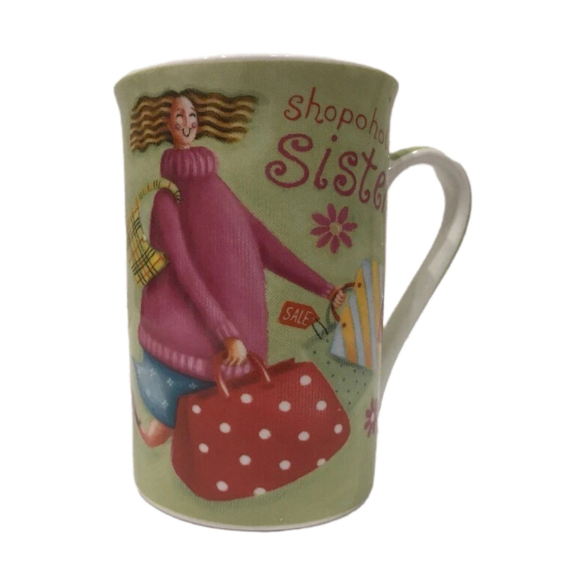 Kent Pottery Shopaholic Sister Mug Purse Shoes Phone Novelty Coffee Cup Gift
