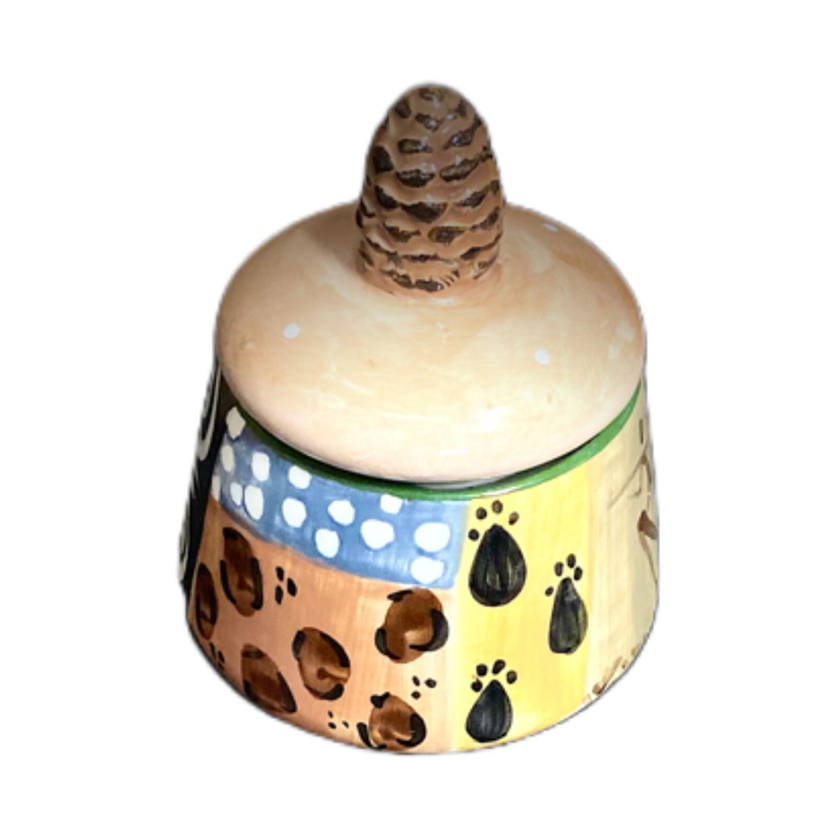 JULIAN KEYSER Handmade Sugar Bowl & Lid South Africa Hand Painted Ceramic Dish