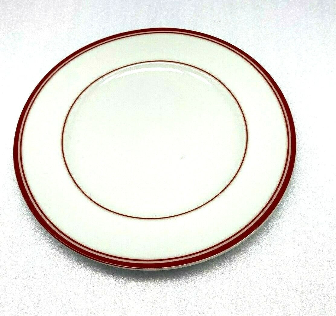 Amazon Basics White Dinnerware Collection Red Stripe Ceramic